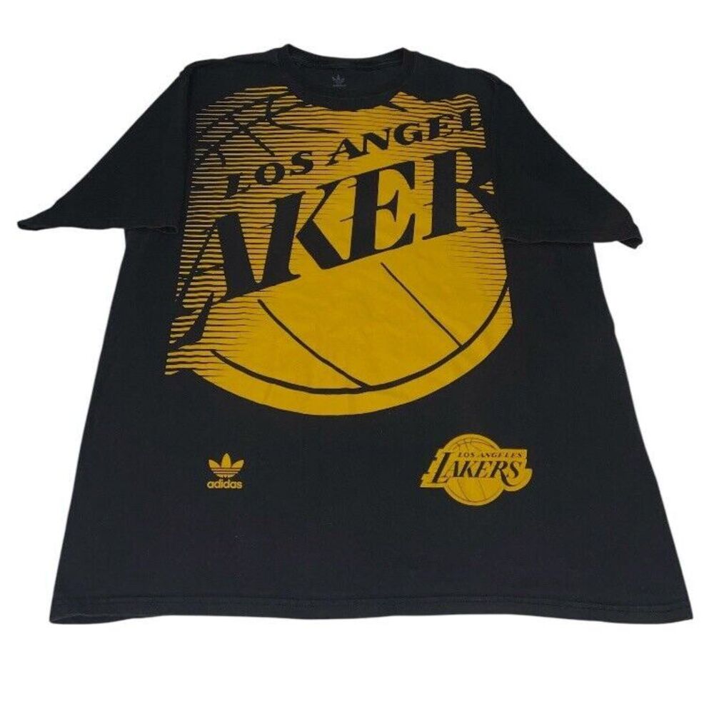 Adidas Los Angeles Lakers 3D Graphic Tee Black NBA Y2K Rare AOP Mens XL‎ VTG